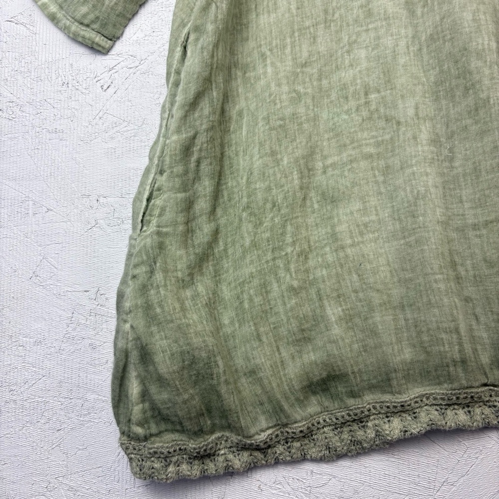 Sacred Threads Light Green Boho Tunic 3/4 Sleeve Lightweight Cotton Blouse L/XL - Picture 11 of 11
